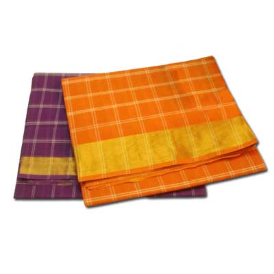 "Chettinadu Zari checks cotton sarees SLSM-48 n SLSM-49 (2 Sarees) - Click here to View more details about this Product